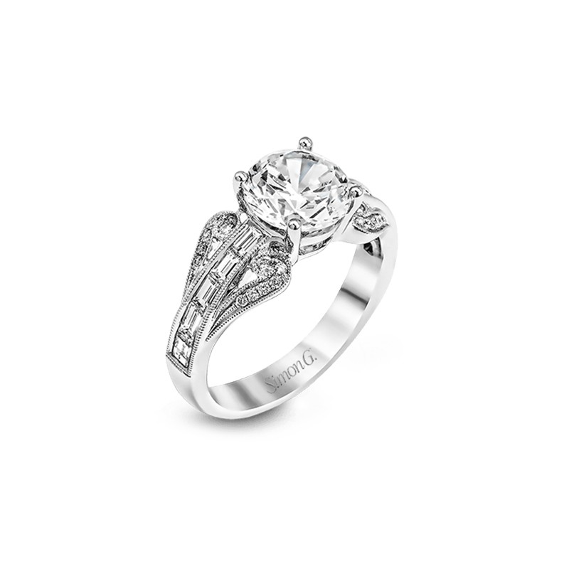18k White Gold Scroll Engagement Ring Mounting