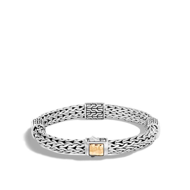 Classic Chain Hammered Bracelet with Stations