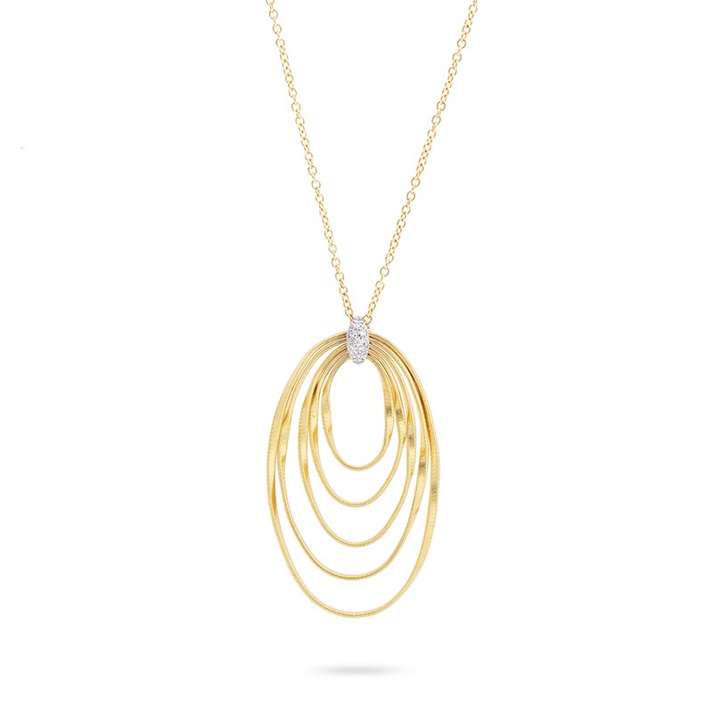 18k Yellow Gold and Diamond Concentric Large Pendant
