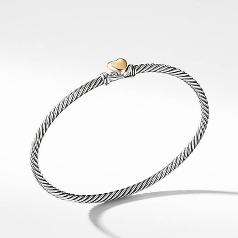 Cable Collectibles Heart Bracelet with 18K Gold, 3mm