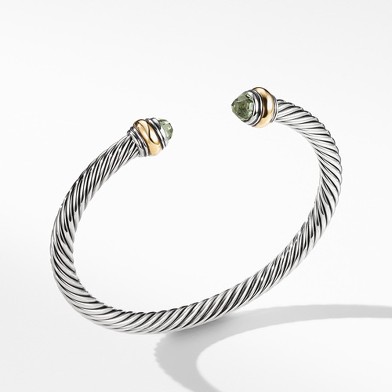 Cable Classic Bracelet Prasiolite with 14K Gold, 5mm