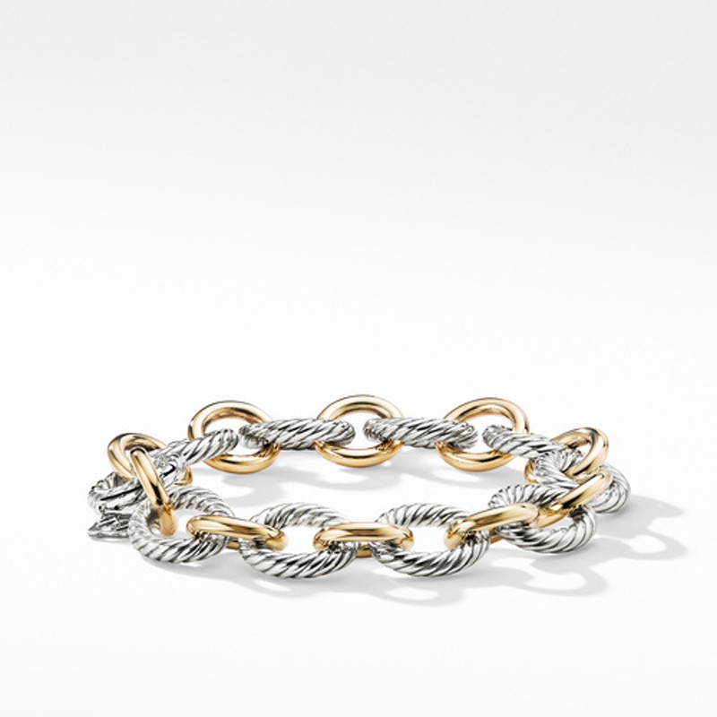 Medium Oval Link Bracelet with 18K Gold
