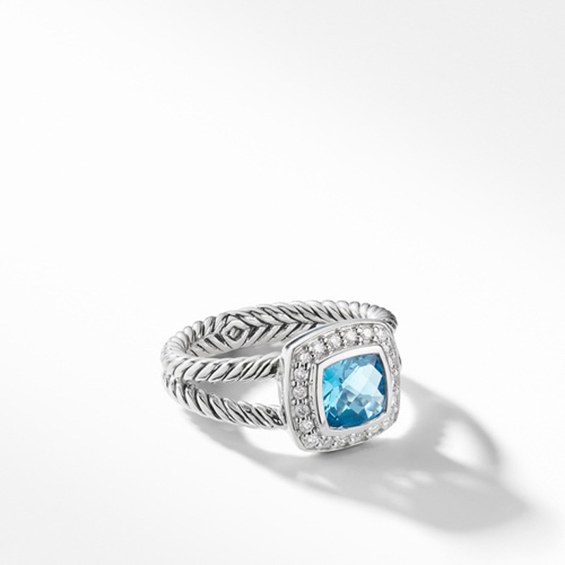 Petite Albion® Ring with Blue Topaz and Diamonds
