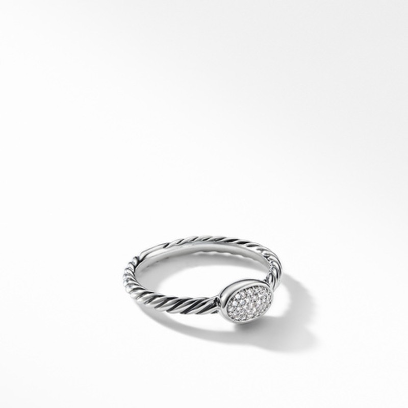 Petite Pave Oval Ring with Diamonds