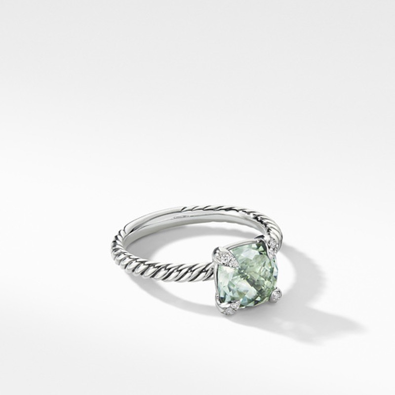 Chatelaine Ring with Prasiolite and Diamonds