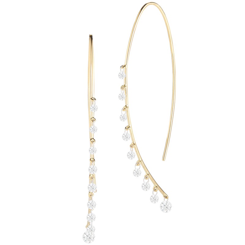 18k Yellow Gold Threader Earrings with Diamonds