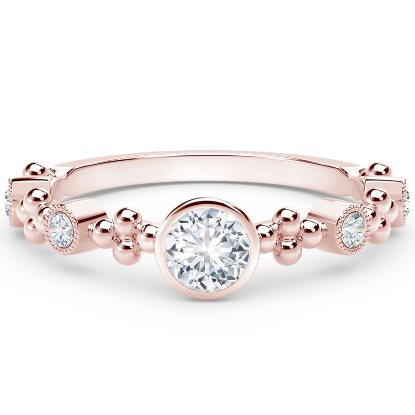 18k Rose Gold Tribute Bezel Diamond Cluster Stack Ring