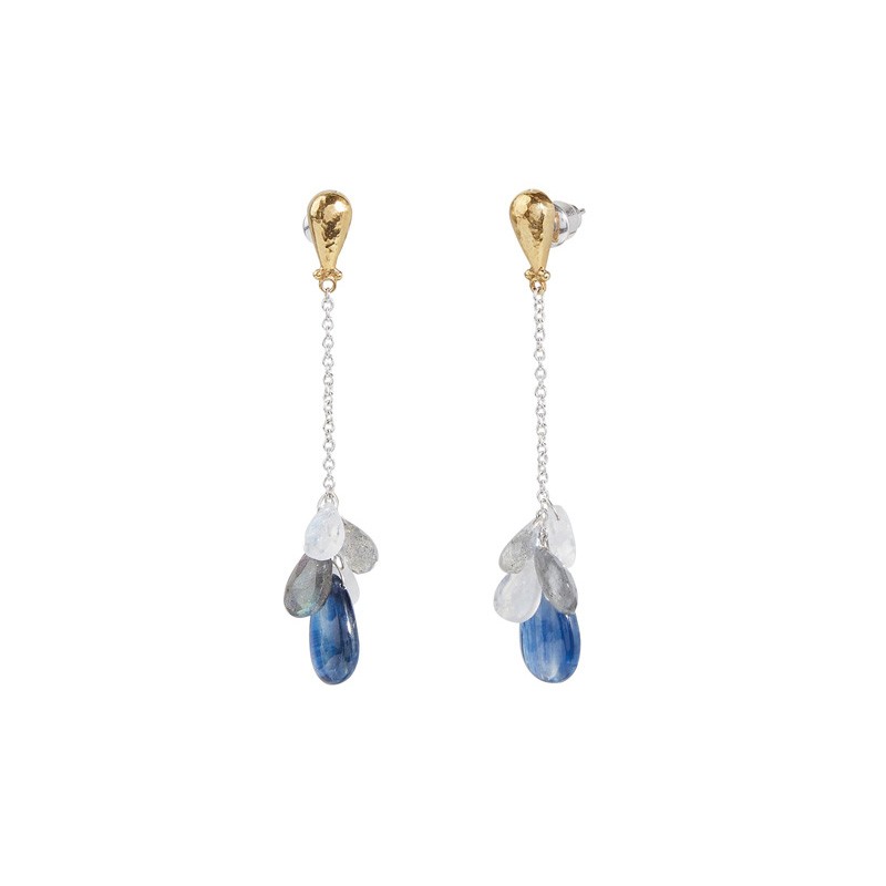 Flurries Multi Stone Cluster Chain Drop Earrings