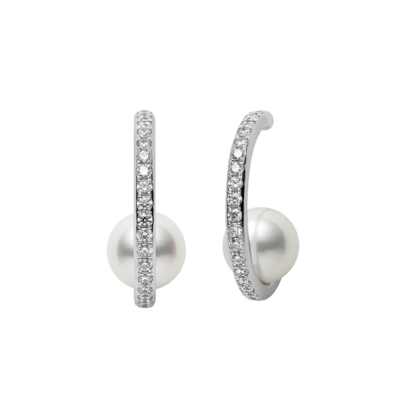 Akoya Cultured Pearl and Diamond Earrings