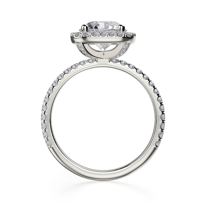 18k White Gold Cushion Diamond Halo Engagement Mounting