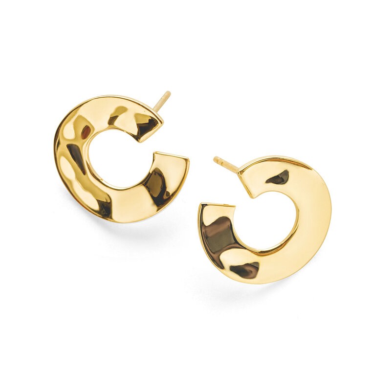 18k Yellow Gold Wavy Luna Earrings