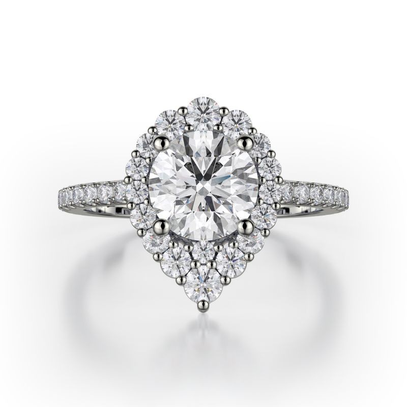 18k White Gold Round Halo Diamond Engagement Mounting