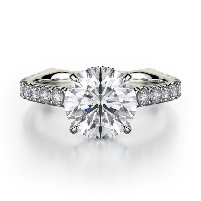18k White Gold Round Diamond Engagement Mounting