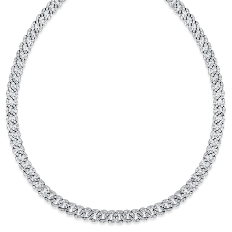 18k White Gold Flat Curb Link Necklace