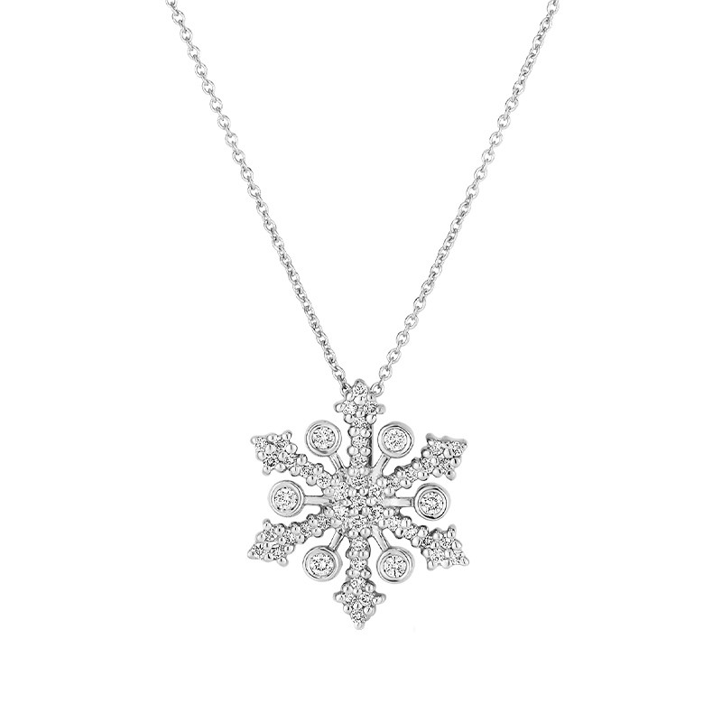 18K White Gold Tiny Treasures Diamond Snowflake Necklace