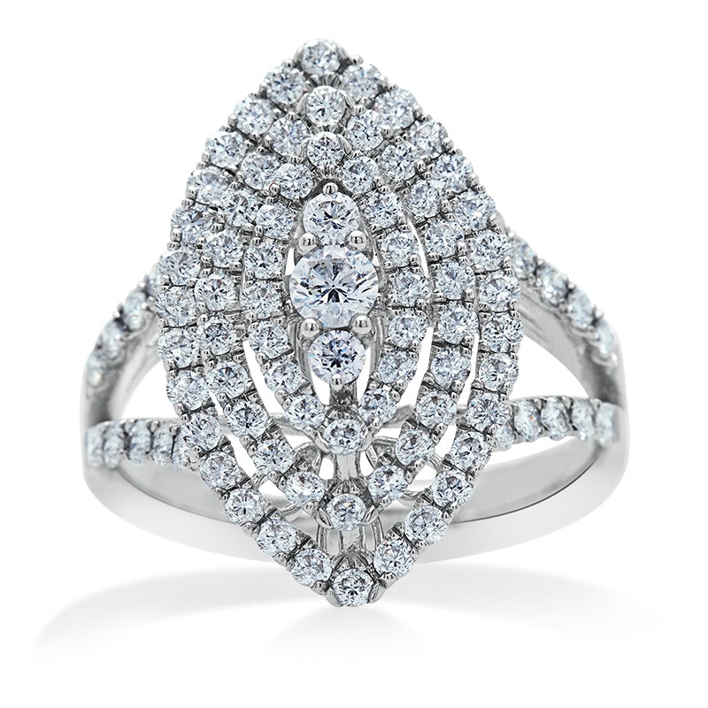 18k White Gold Layered Diamond Ring