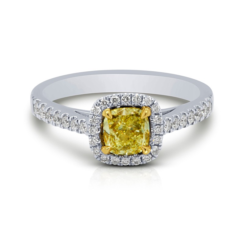 .63 ct. Cushion Cut Yellow Diamond Ring