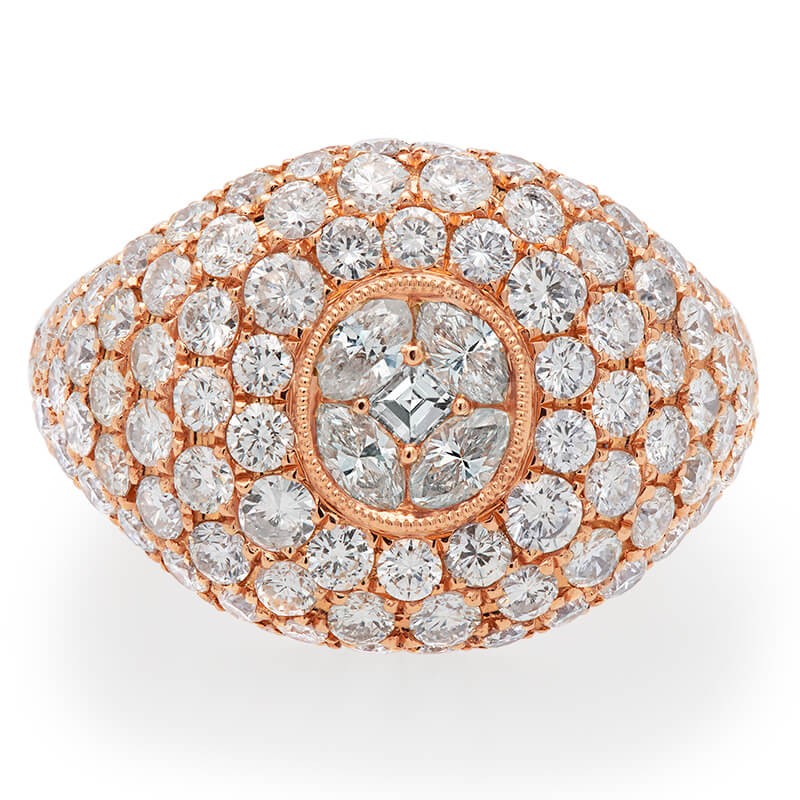 18k Rose Gold Diamond Dome Ring