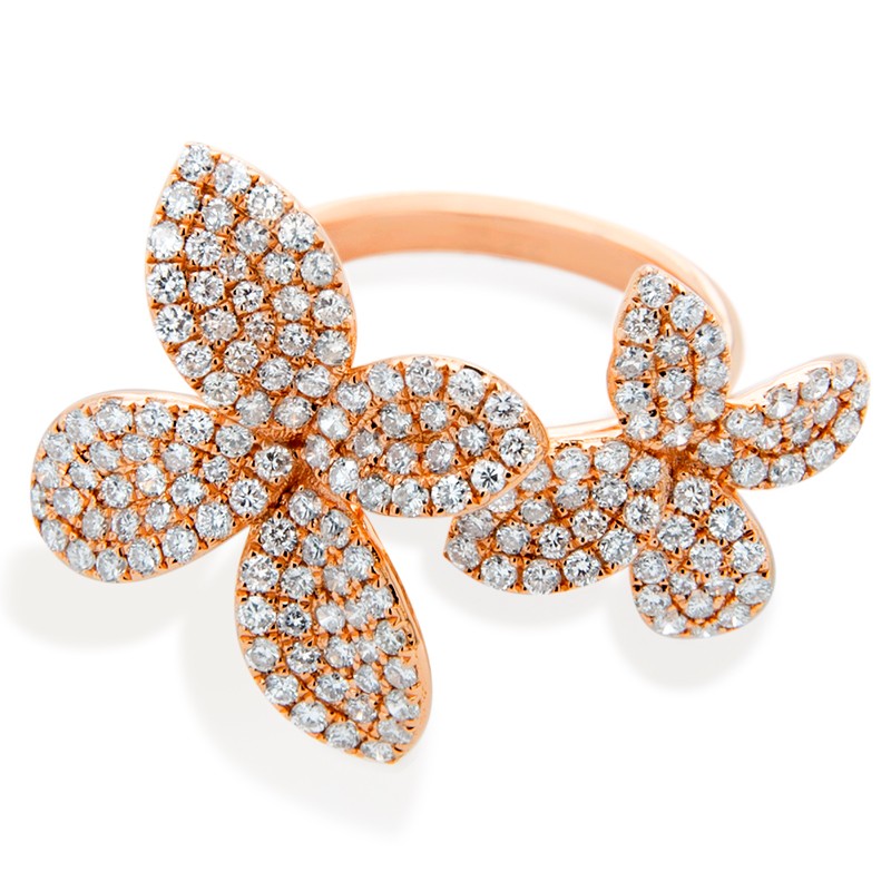 18k Rose Gold Double Flower Ring