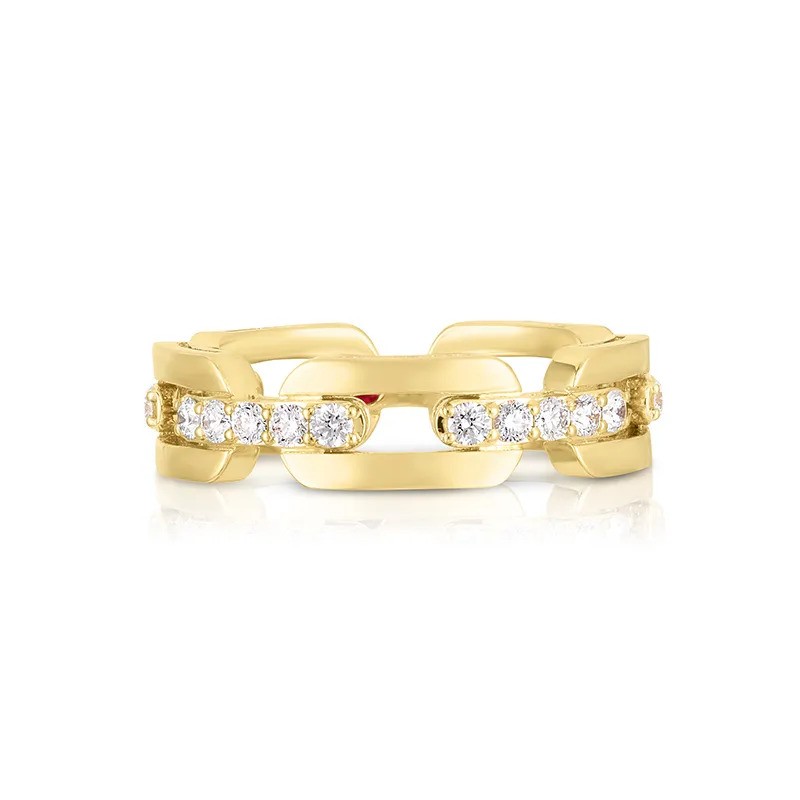 18k Gold Navarra Hard Chain Link Diamond Ring