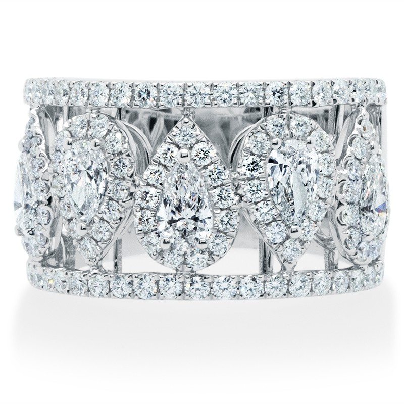 18k White Gold Diamond Rail Ring
