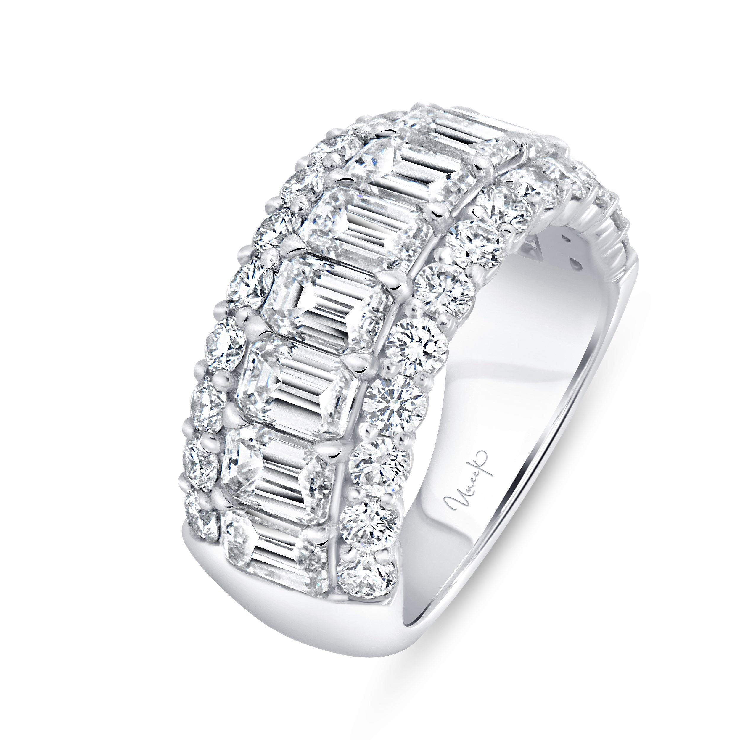 Platinum 3 Row Diamond Ring 