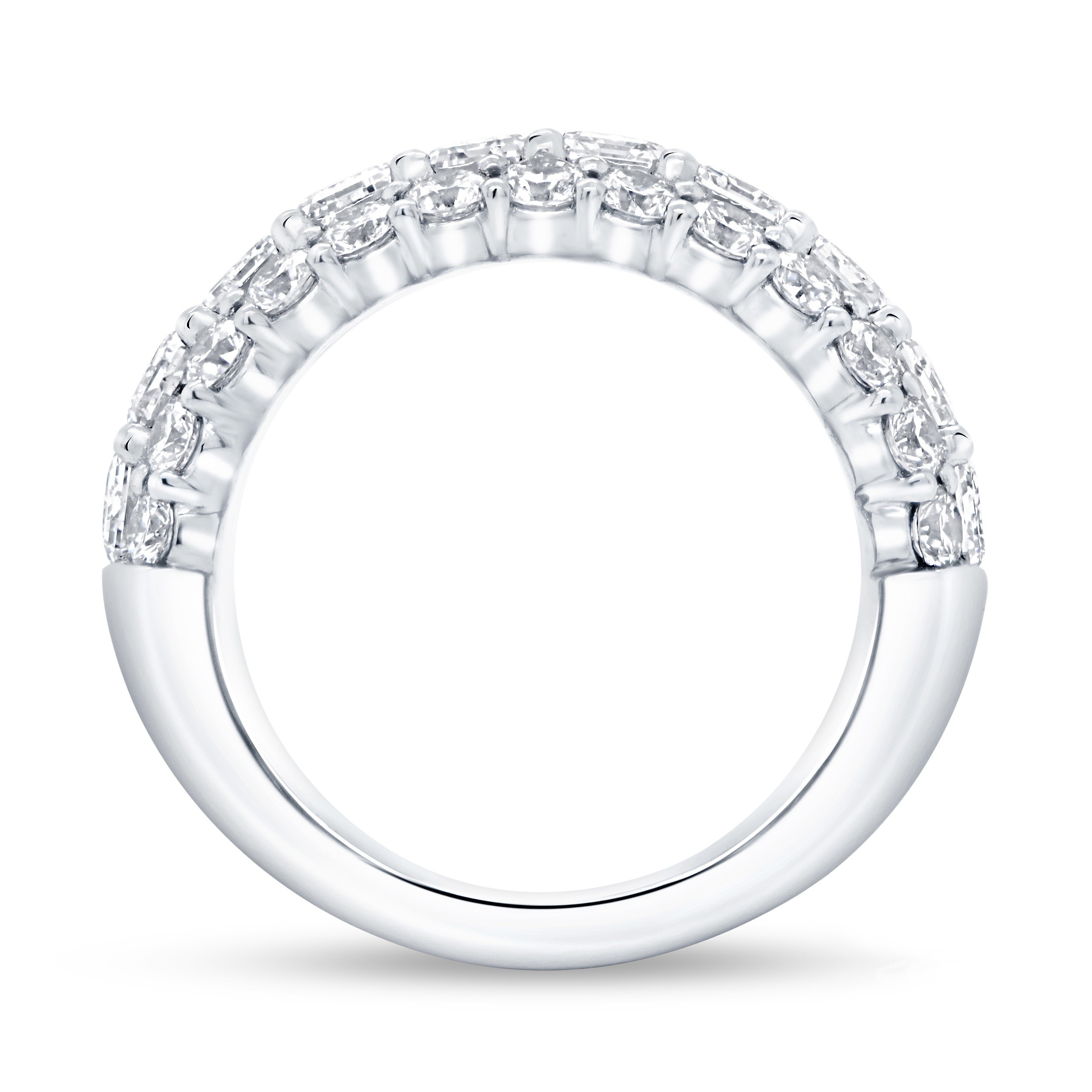 Platinum 3 Row Diamond Ring 