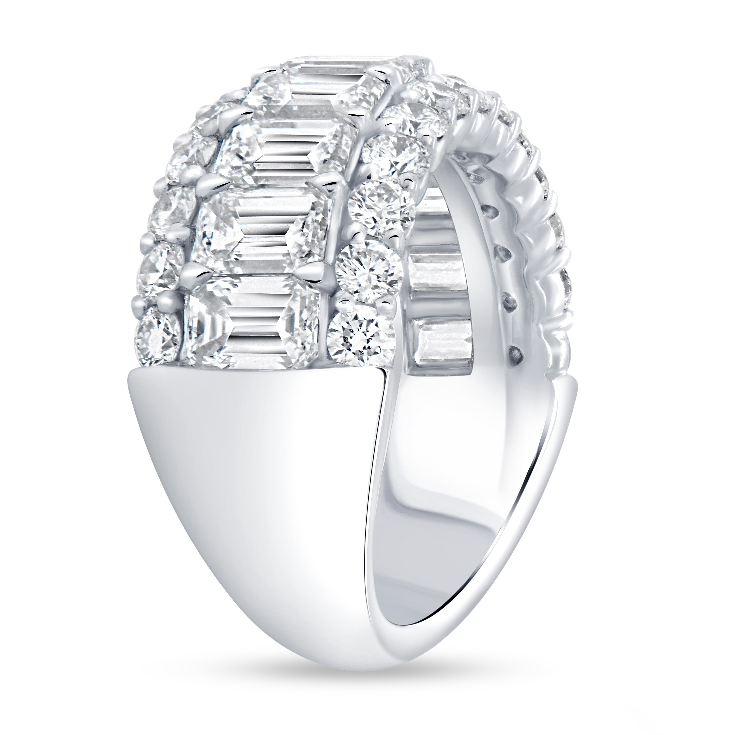 Platinum 3 Row Diamond Ring 