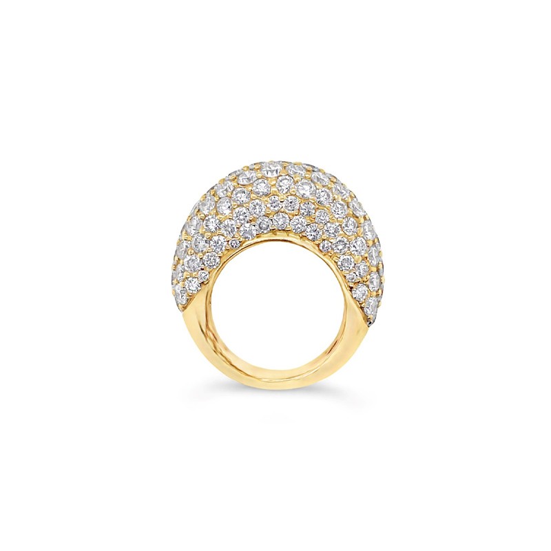 18K Yellow Gold Diamond High Dome Ring