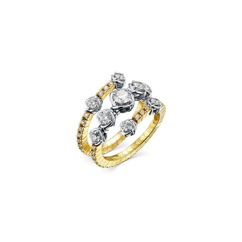 18K Two-Tone Gold Diamond Bypass Ring
