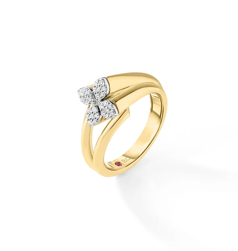 LOVE IN VERONA PAVE DIAMOND FLOWER MULTI BAND RING