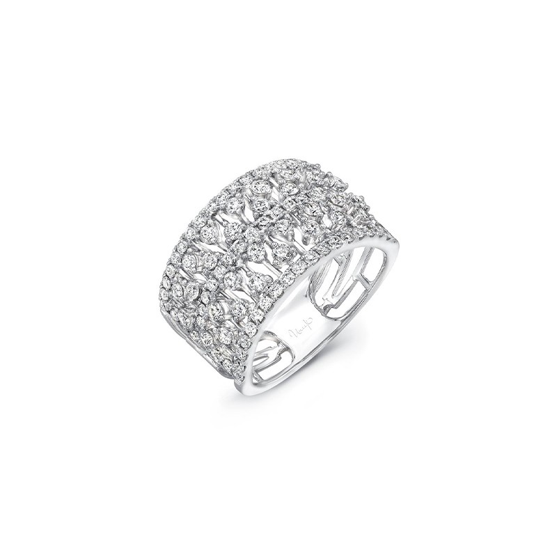 18K White Gold Diamond Open Lace Ring
