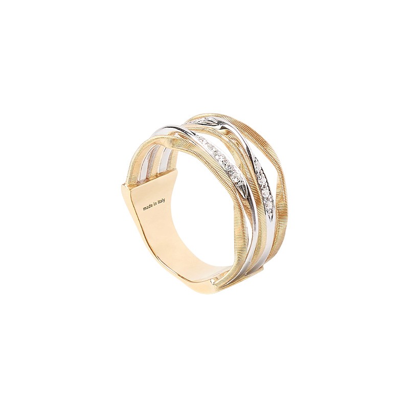 18K Two Tone Diamond Five Row Ring