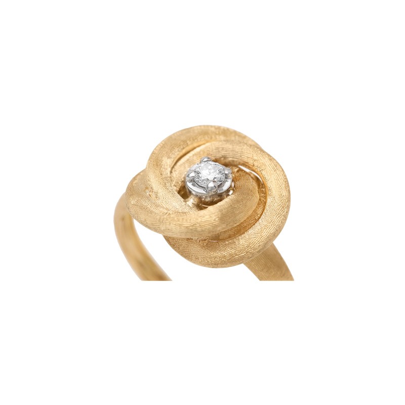 18K Yellow Gold Stackable Floral Ring with Diamond Center