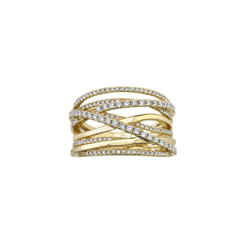 14K Yellow Gold Diamond Bridge Ring