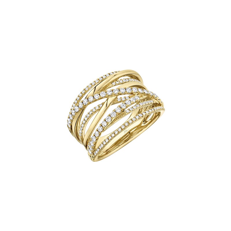 14K Yellow Gold Diamond Bridge Ring