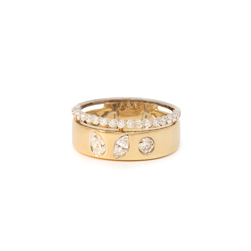 14K Two-Tone Double Row Diamond Ring
