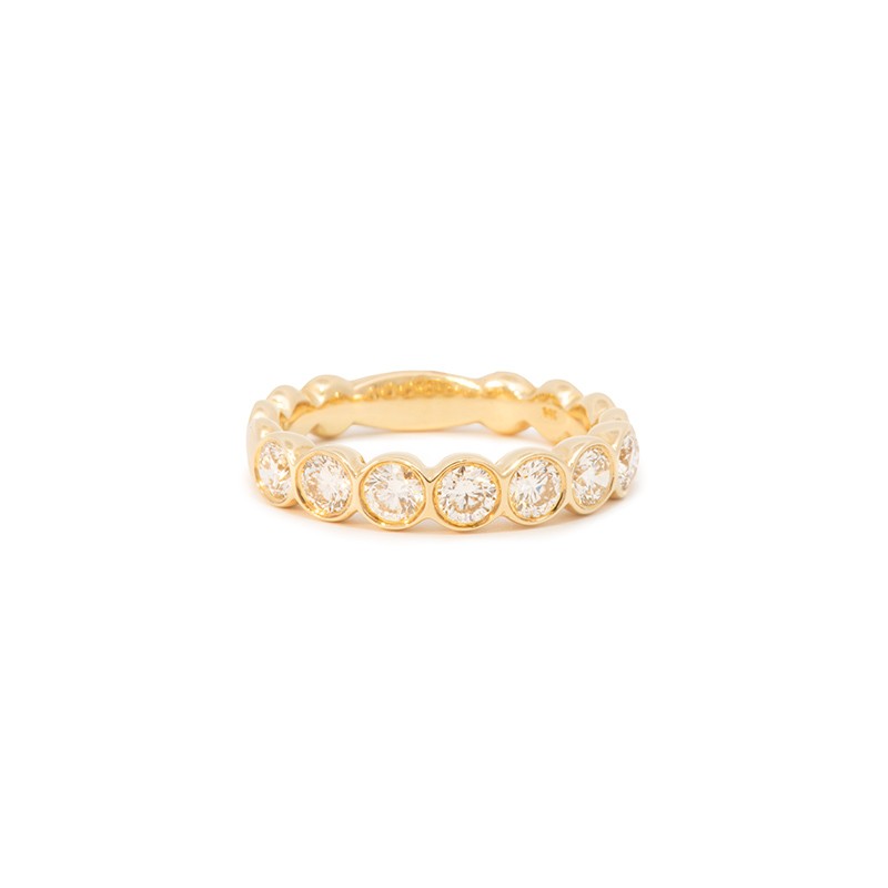 14K Yellow Gold Bezel Set Diamond Station Ring