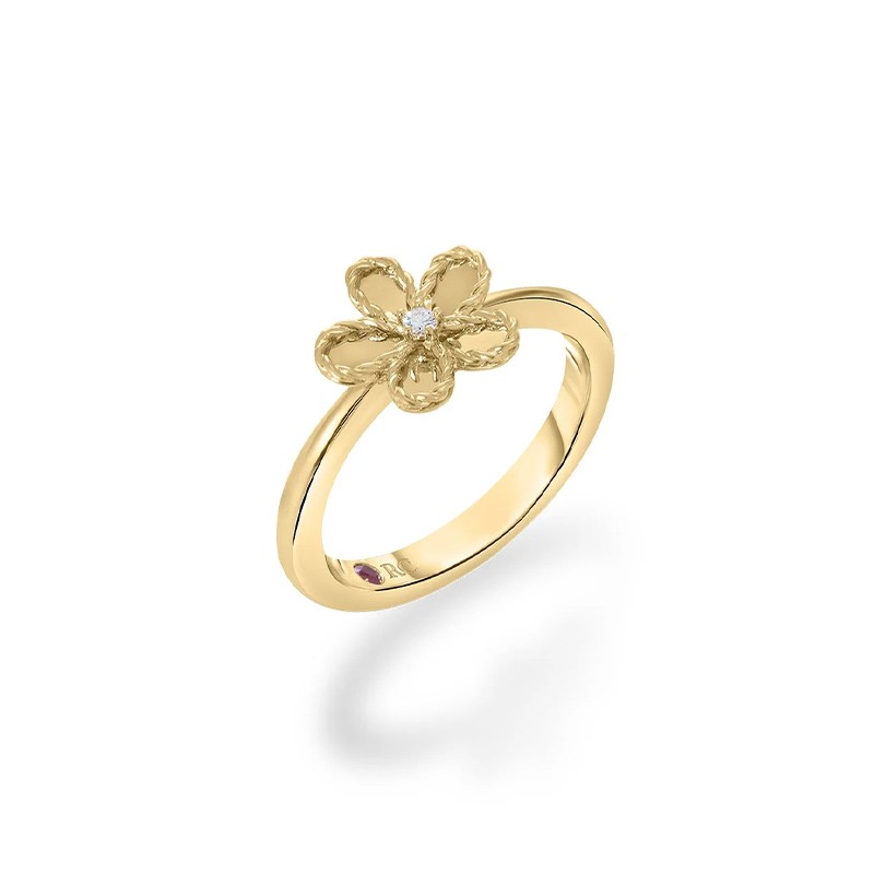 18K Yellow Gold Diamond Jasmine Flower Ring