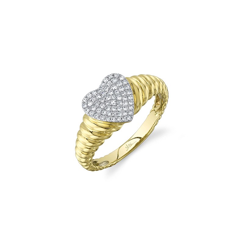 Yellow Gold Diamond Cluster Heart Ring