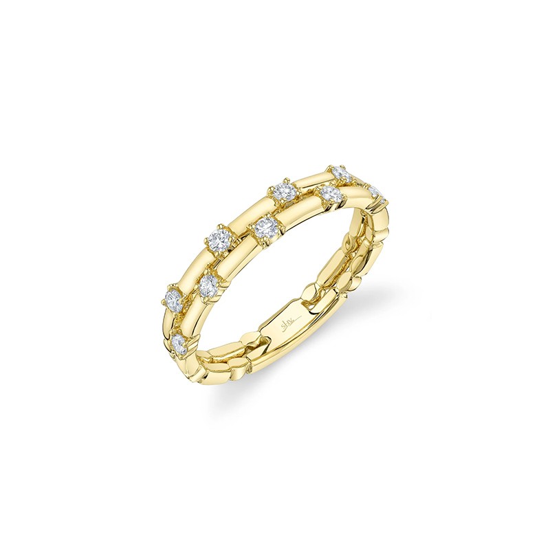 Yellow Gold 2 Row Diamond Band