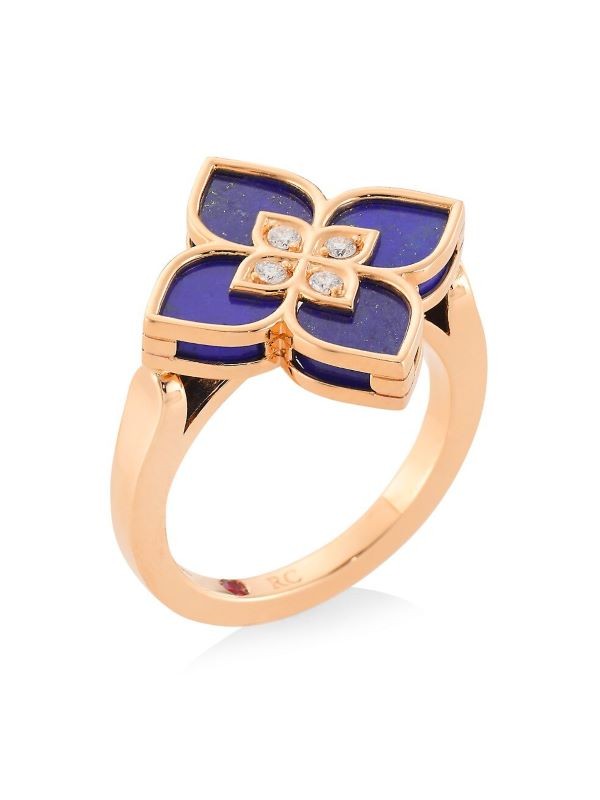 18k Rose Gold Venetian Princess Lapis Diamond Ring