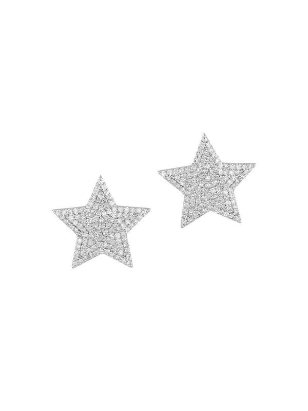 14k Yellow Gold Large Infinity Star Stud Earrings