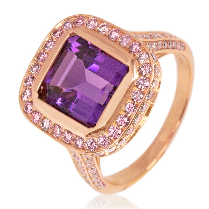 Amethyst Diamond Ring