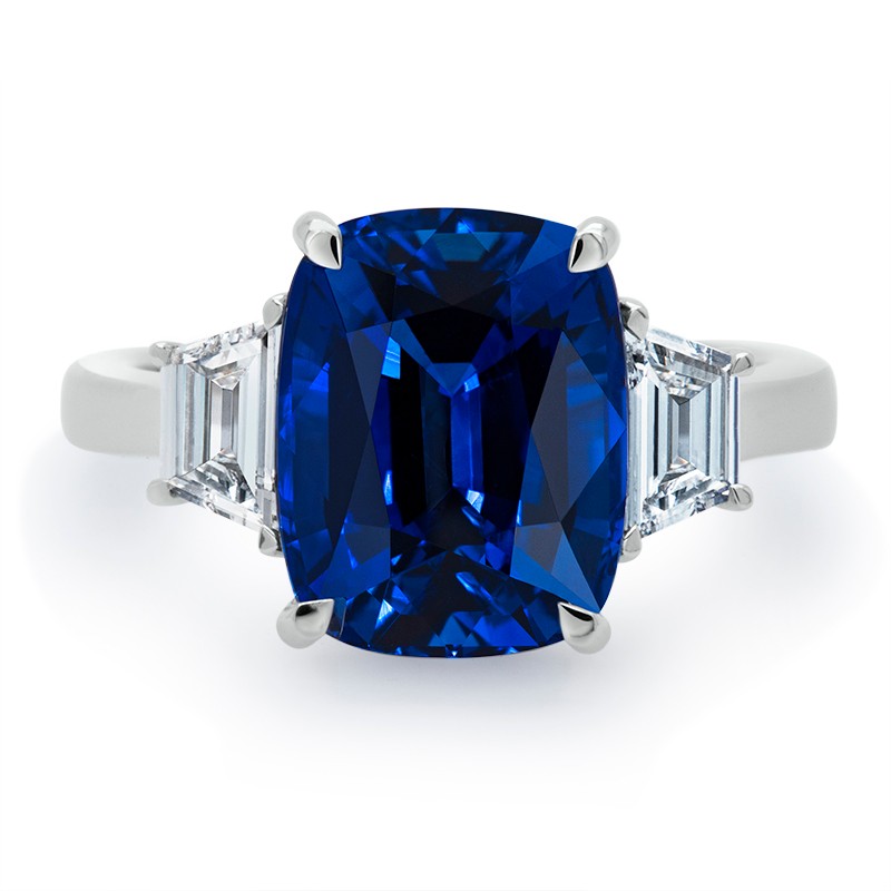 Platinum 3 Stone Sapphire Ring