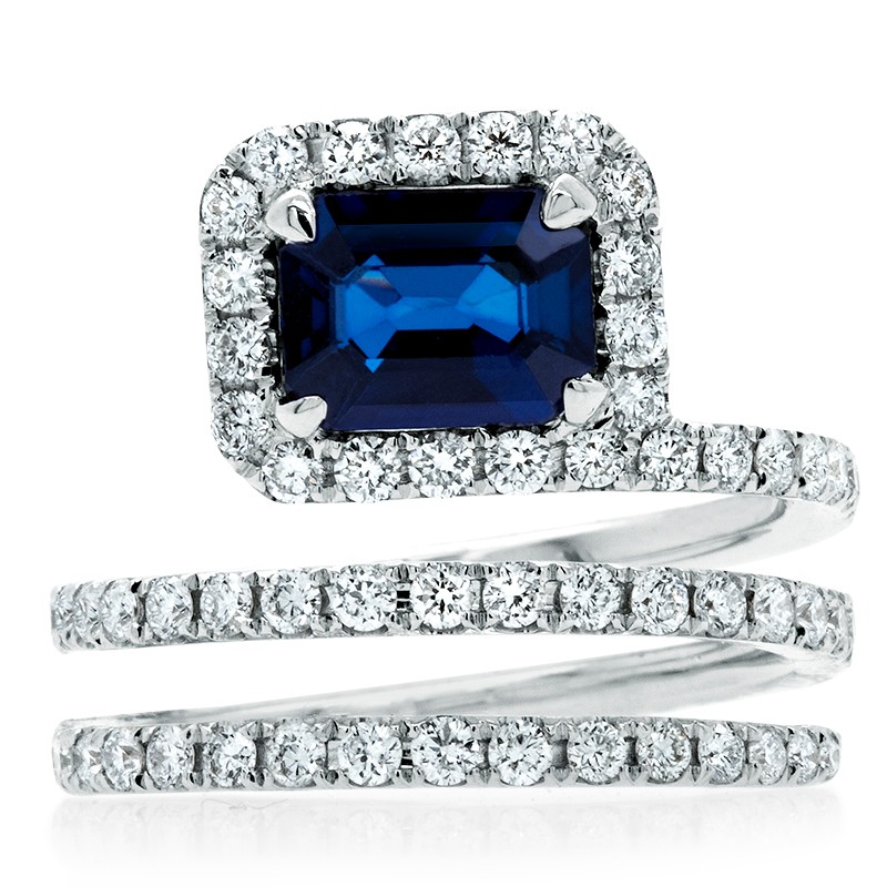 18k White Gold Sapphire Bypass Ring