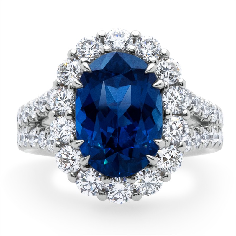 Platinum Sapphire Diamond Ring 