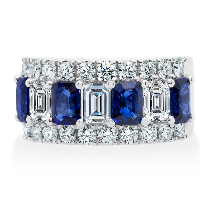 18k White Gold Sapphire Diamond Ring