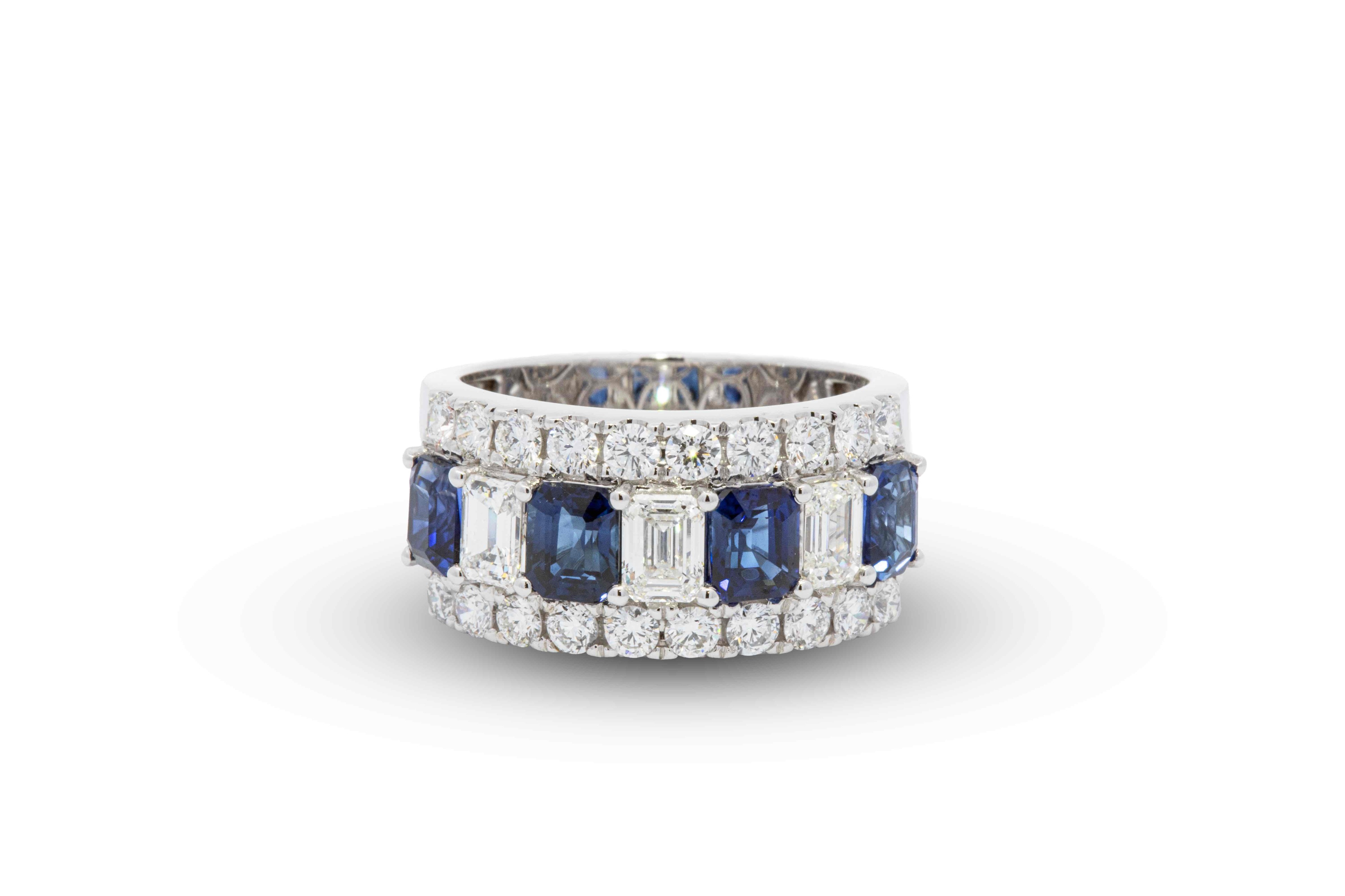 18k White Gold Diamond & Sapphire Ring
