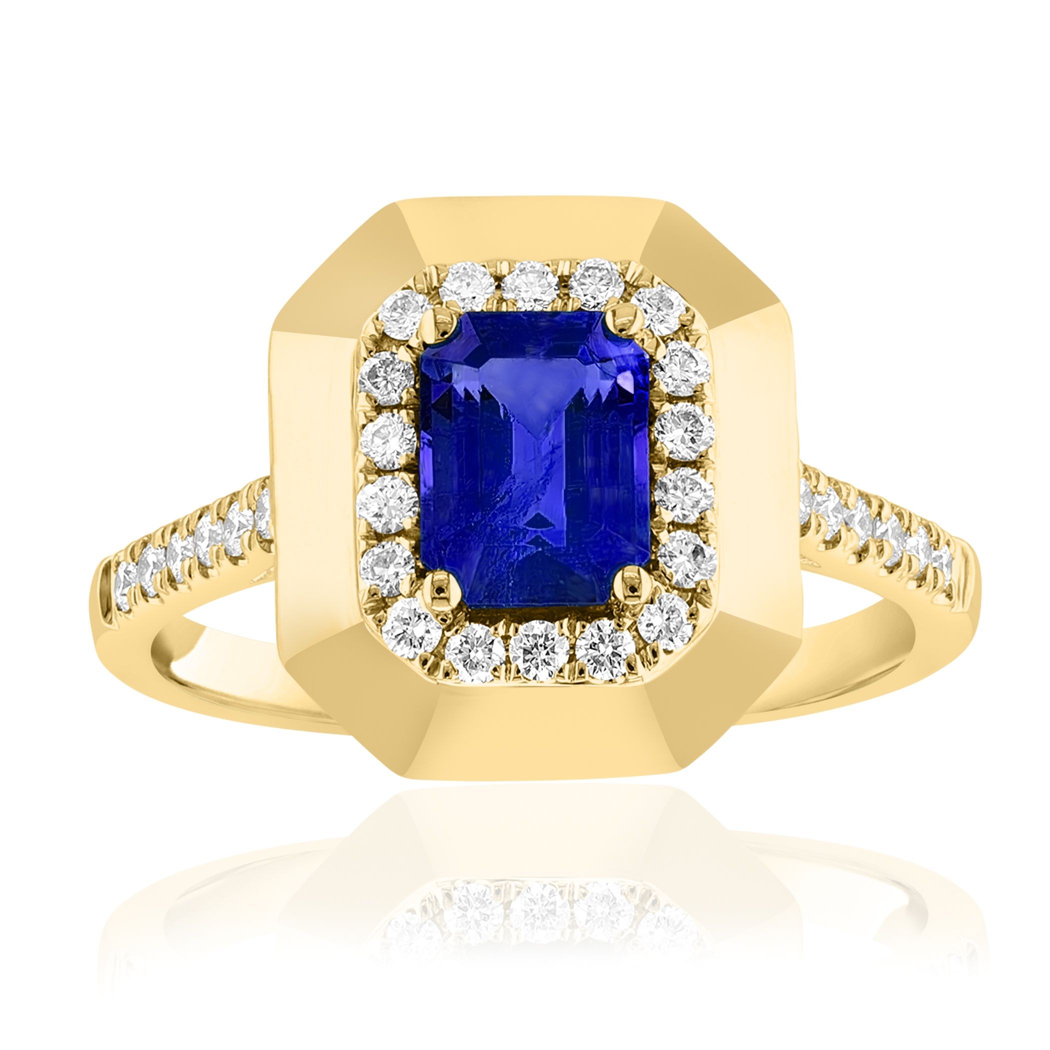 18k Yellow Gold Sapphire and Diamond Ring